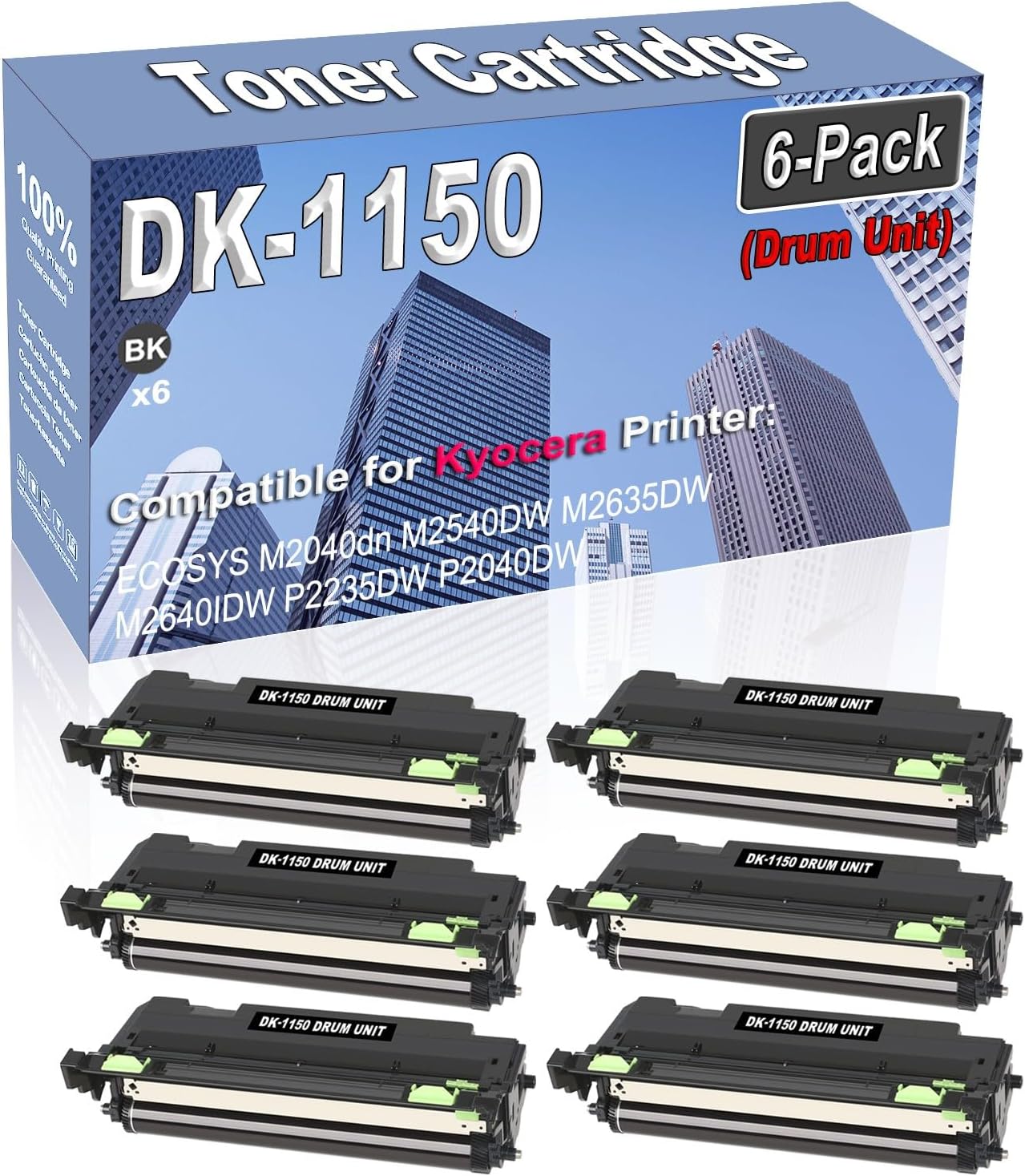 Credibility Store 6-Pack (Black) Compatible High Capacity DK-1150 DK1150 (302RV93140) Drum Unit Used for Kyocera ECOSYS M2040dn M2540DW M2635DW M2640IDW P2235DW P2040DW Printer
