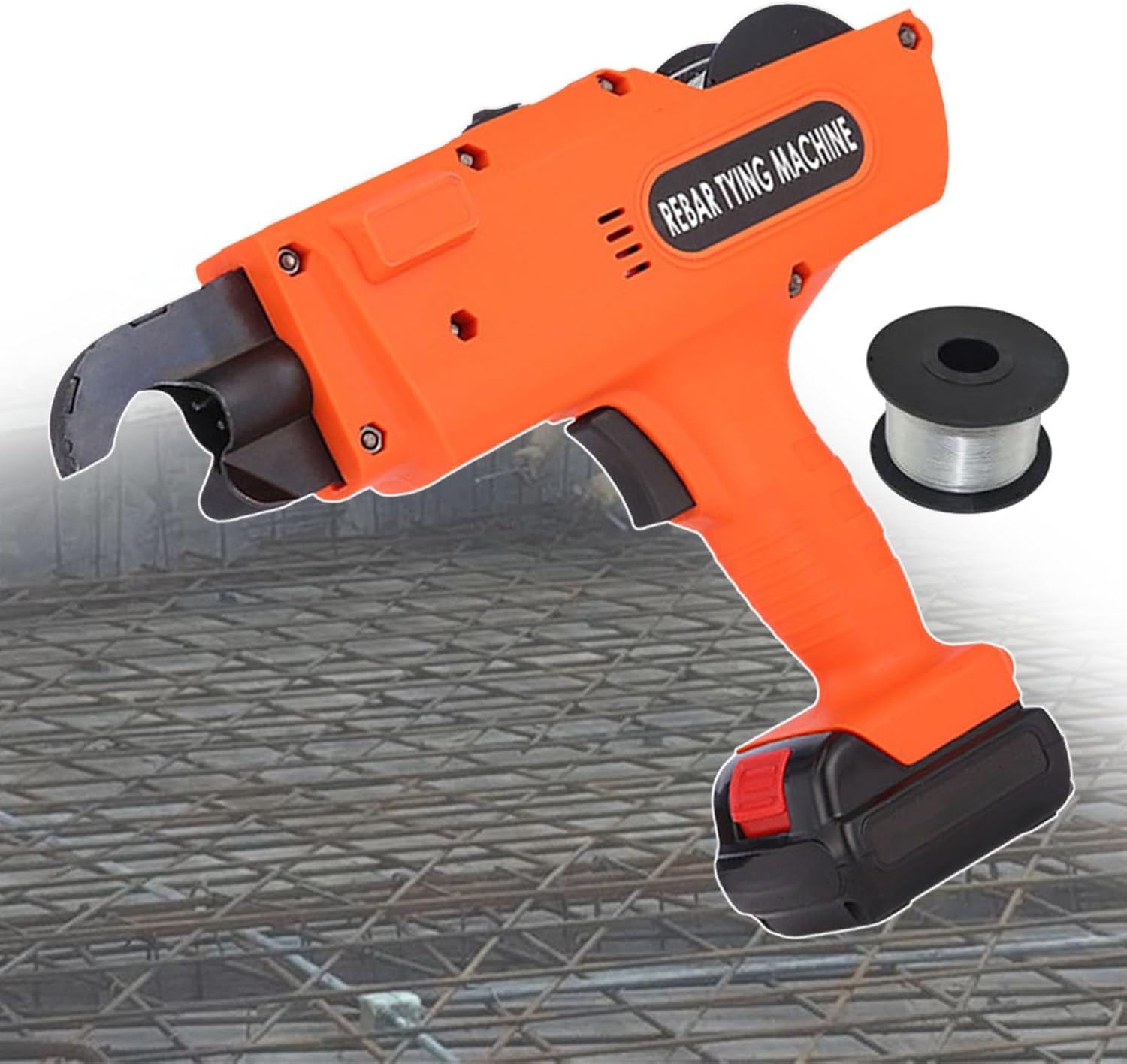 pealiritansemen Handheld Automatic Rebar Tying Machine, Rechargeable Steel Bar Rod Tying Binding Tool, 6-34 Mm Rebar Binding Tool Kit, with 1 Rebar Tie Wire, for Domestic/Commercial,B