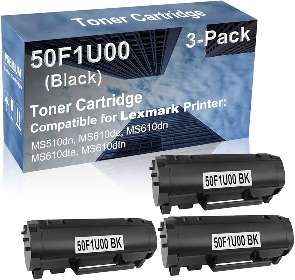 3-Pack Compatible High Yield MS610dtn Printer Cartridge Replacement for 50F0UA0 (500UA) Toner Cartridge (Black)