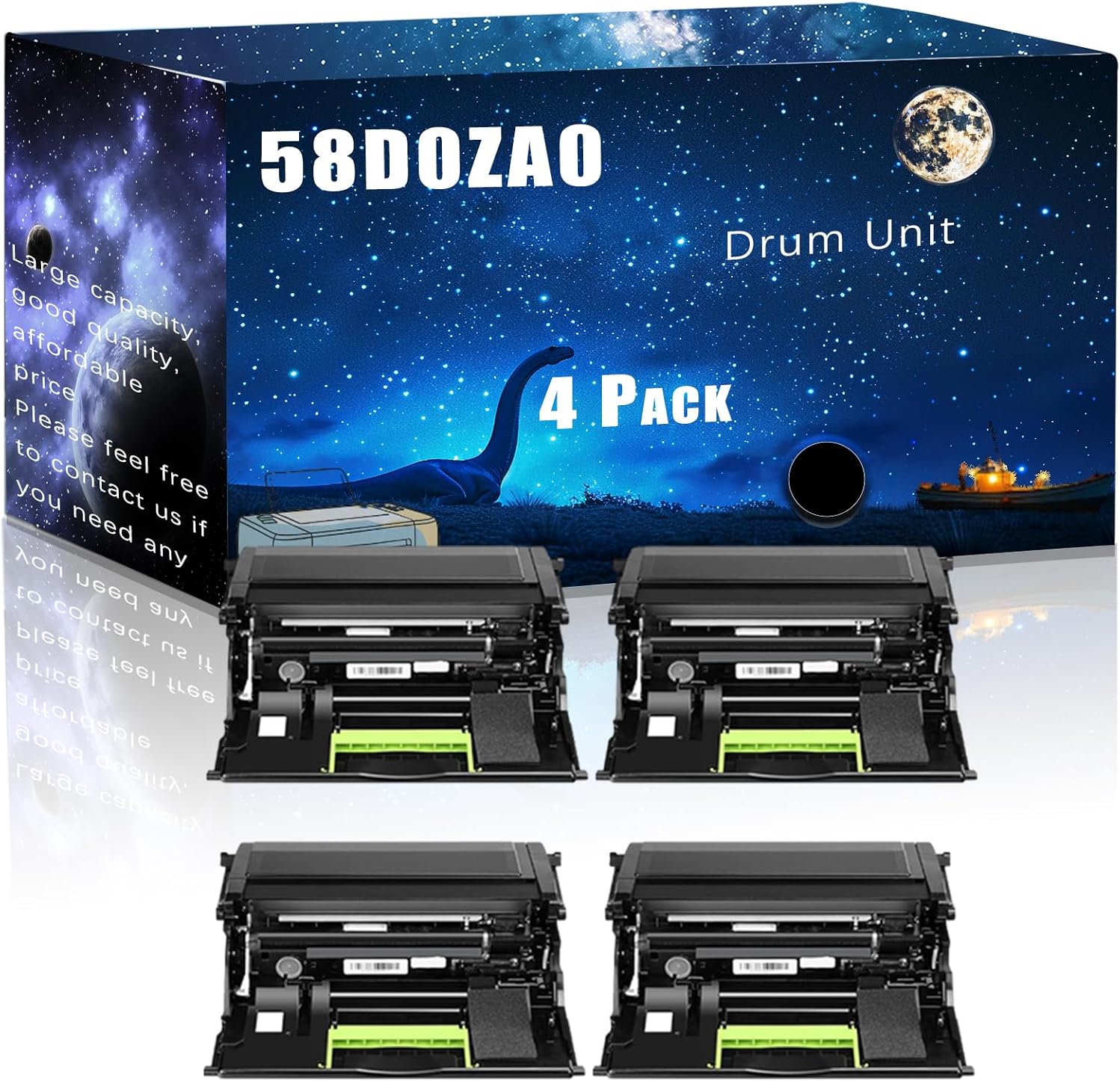 58D0ZA0 Drum Unit Compatible for Lexmark XM7355 XM5365 XM7370 XM7365 Printers,with Chip Large Printing Demands (4 Pack Black)