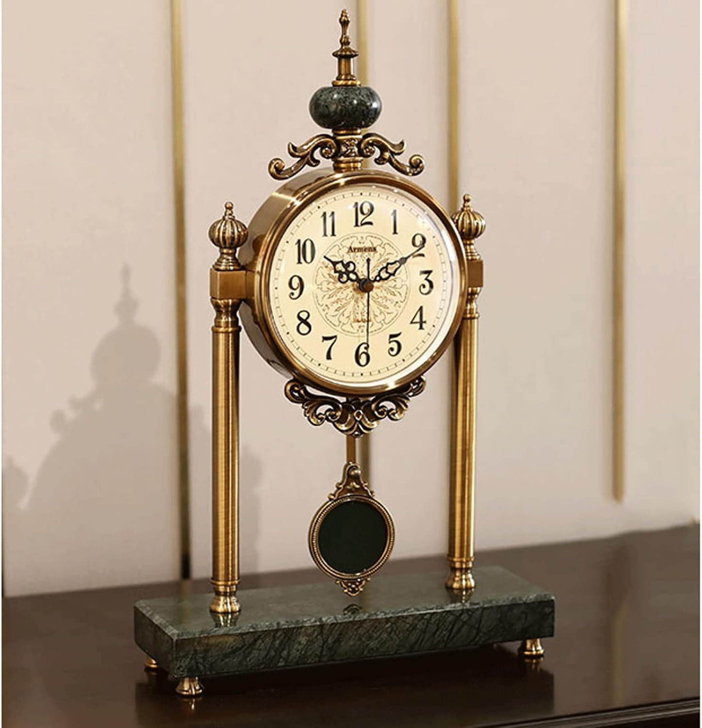 IIPOSAQQ Alarm Clock Pendulum Battery Operated - Quartz Pendulum Clock Decorative Clock Pendulum for Living Room Office Home Décor Desk Clock