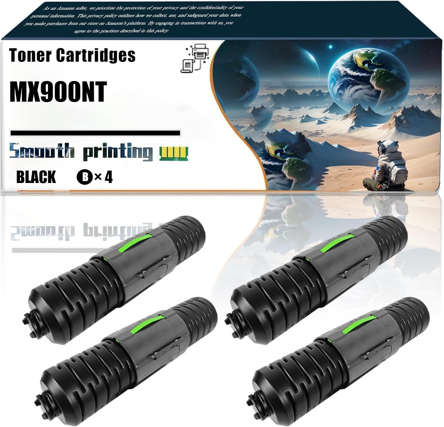 LSSF Replacement Parts Toner Cartridges MX900NT Compatible with Sharp MX-900NT MX-M1204 Printers, Contains Chip and Clear Printing (4 Pack Black)