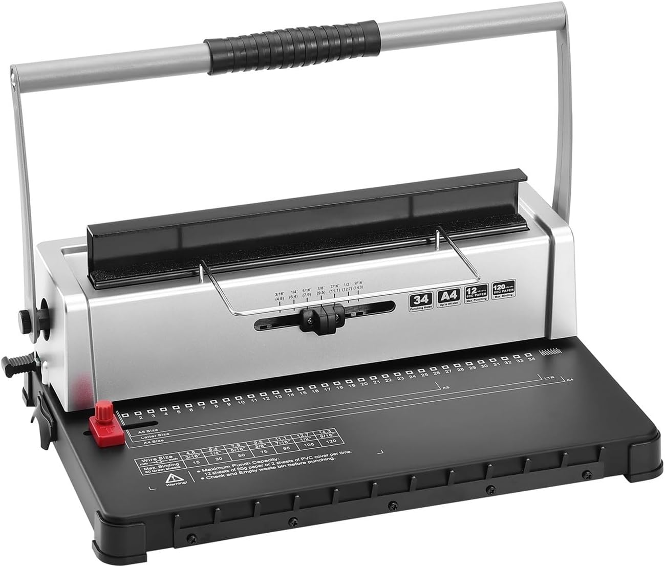 Binding Machines, Coil Spiral Binding Machine Manual Book Maker 34-Holes Binding 120 Sheets Punch Binder with Adjustable Coil Binding Spines(Electric 46inch)