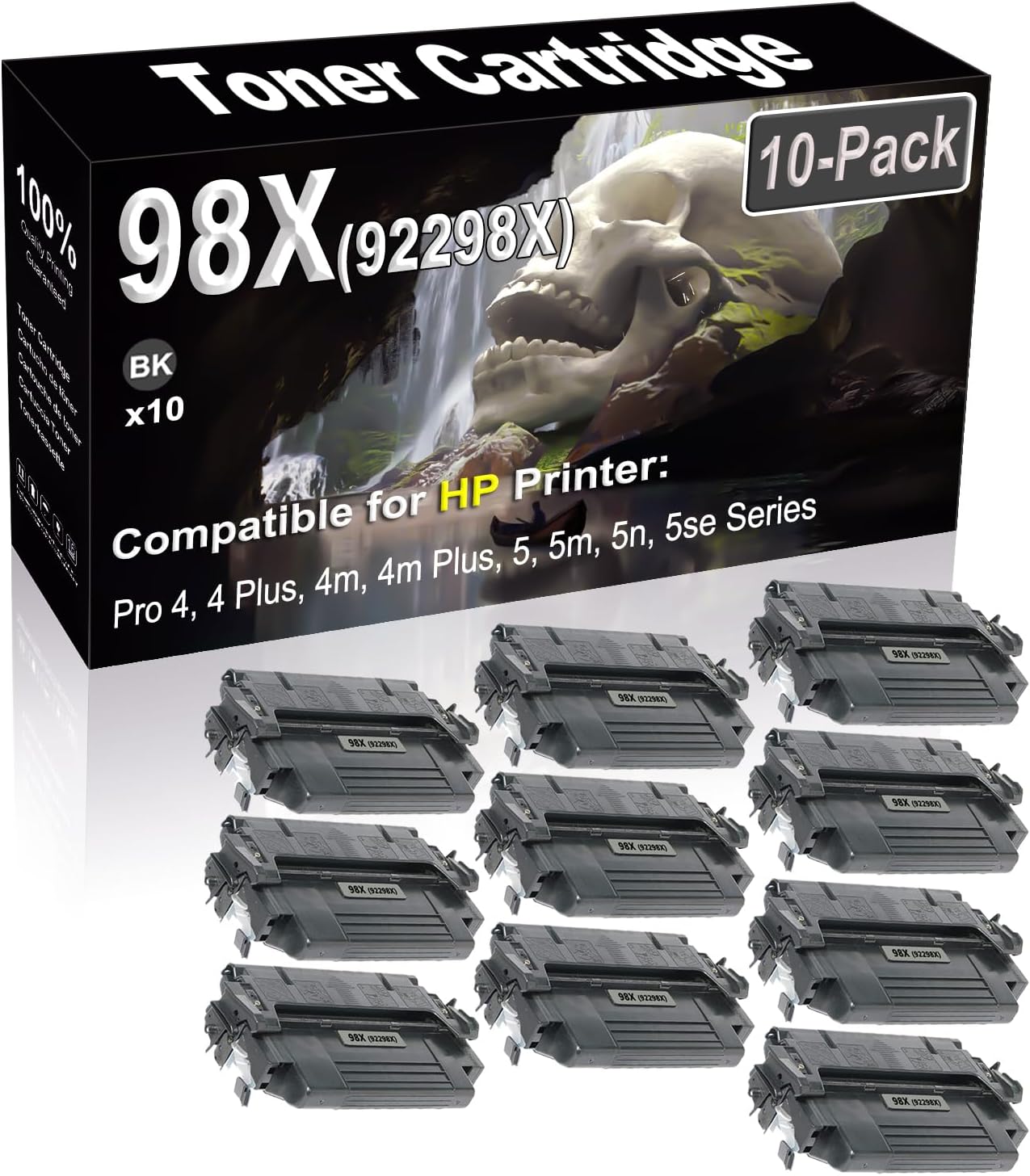 SINIYA 10-Pack (Black) Compatible Pro 4, 4 Plus, 4m, 4m Plus, 5, 5m, 5n, 5se Laser Printer Cartridge (High Capacity) Replacement for 98X 92298X Printer Cartridge