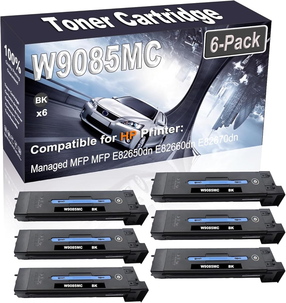 Kolasels 6-Pack (Black) Compatible High Yield W9085MC Printer Cartridge use for Managed MFP MFP E82650dn E82660dn E82670dn Printer