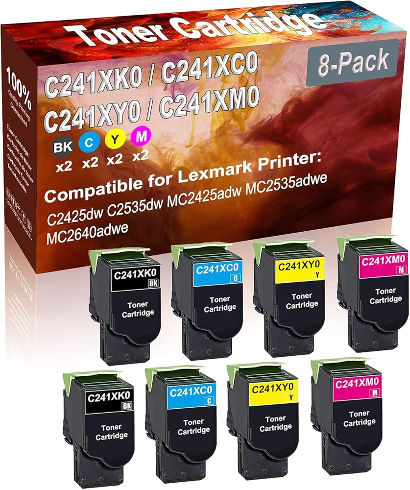 Credibility Store 8-Pack (2BK+2C+2Y+2M) Compatible C2425dw C2535dw Laser Toner Cartridge (High Capacity) Replacement for C241XK0 C241XC0 C241XY0 C241XM0 Printer Toner Cartridge