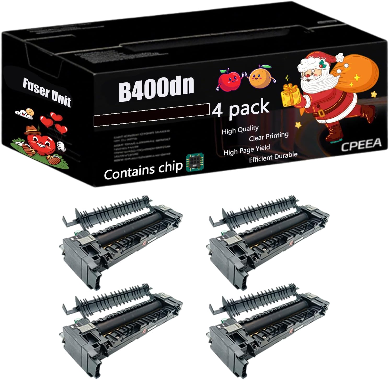 Compatible for Xerox B400dn 110v Fuser Unit Work for Xerox VersaLink B400n B405dn B400dn Printers, with Chip, High Yield 300000 Pages, Clear Printing (4 Pack Black)