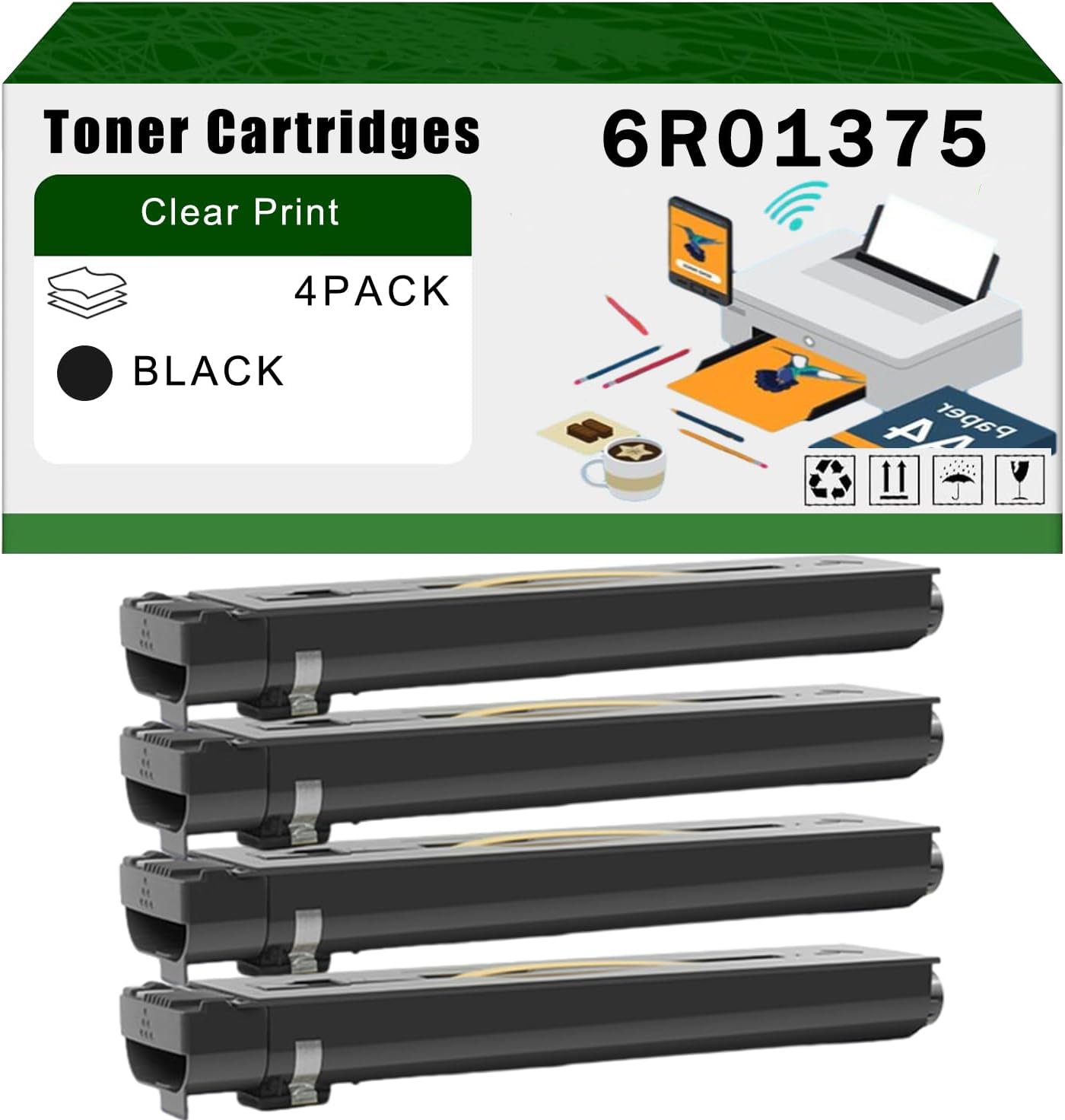 Compatible for Xerox 6R01375 Toner Cartridges 700 Digital Color Press Printers, High Yield 40000 Pages Bright Clear Colors (4 Pack Black)