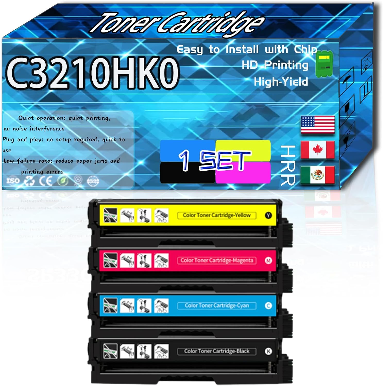 C3210HK0 Toner Cartridge Compatible for Lexmark C3224dw C3326dw C3426dw MC3224adwe MC3224dwe MC3224i MC3326adwe MC3326i Printers, High Production Replacement (4-Pack BK/C/M/Y)