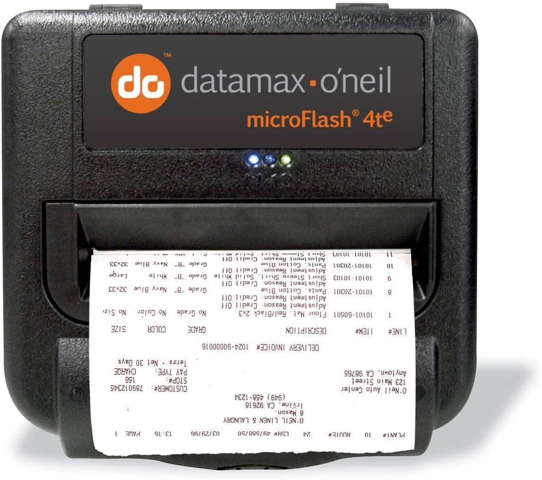 Datamax-O'Neil 200360-100 microFlash 4t Portable Direct Thermal Printer 203 dpi 4 Inch Print Width 25 Inches per Second MF4TE and Bluetooth