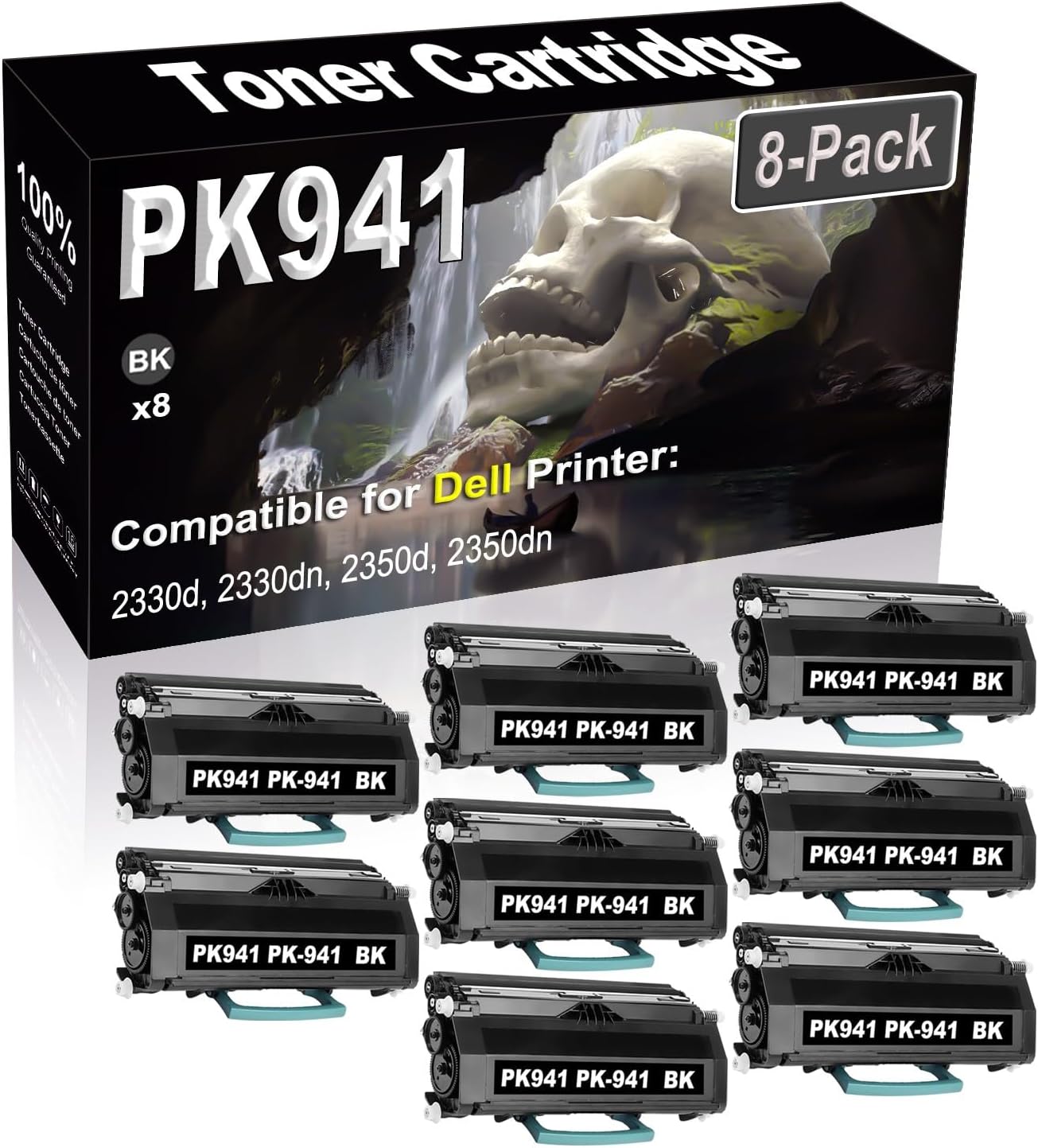 8-Pack (Black) Compatible 2330d 2330dn 2350d 2350dn Laser Printer Cartridge (High Capacity) Replacement for Dell PK941 PK-941 330-2650 330-2667 Printer Cartridge