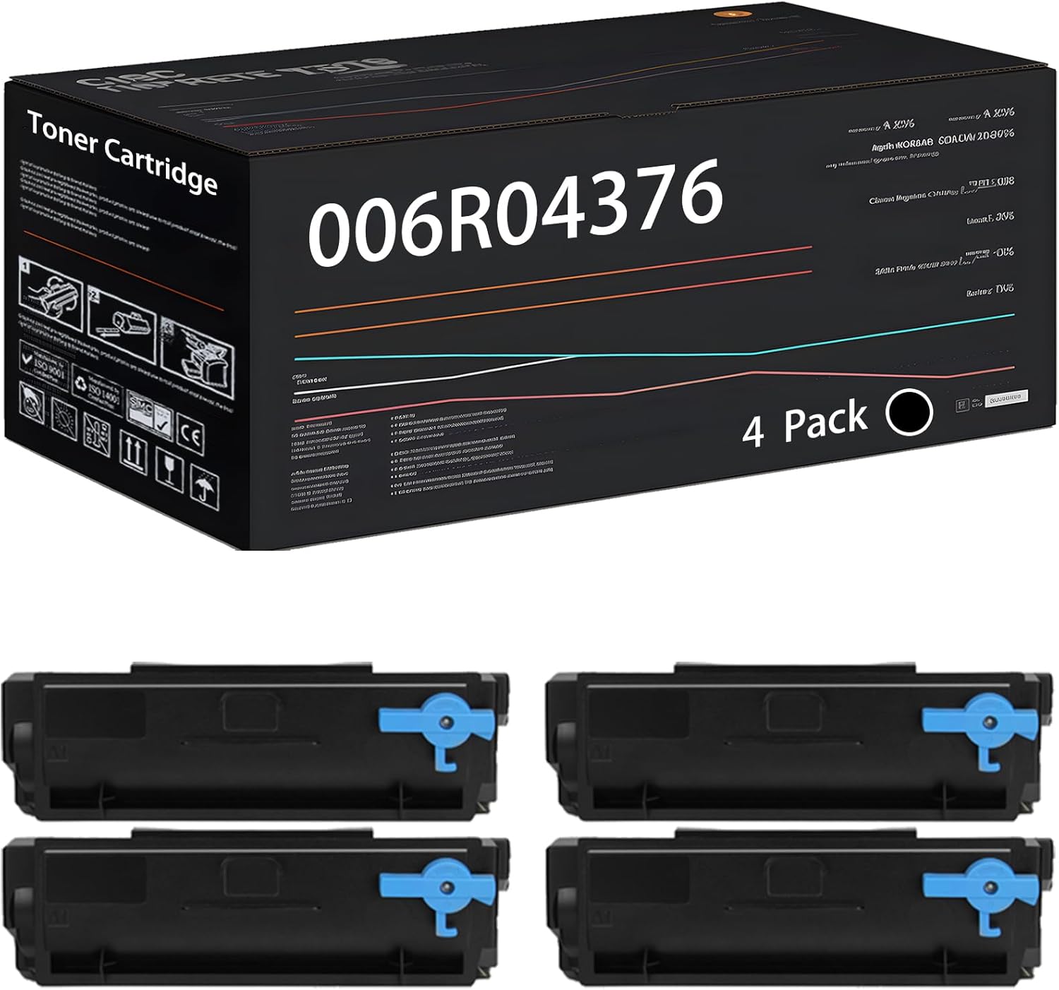 UVUMB Compatible with Xerox 006R04376 006R04377 006R04378 Toner Cartridge Work for Xerox B305 B310 B315 Printers, with Chip, High Yield 20000 Pages, High-Definition Printing (4 Pack Black)