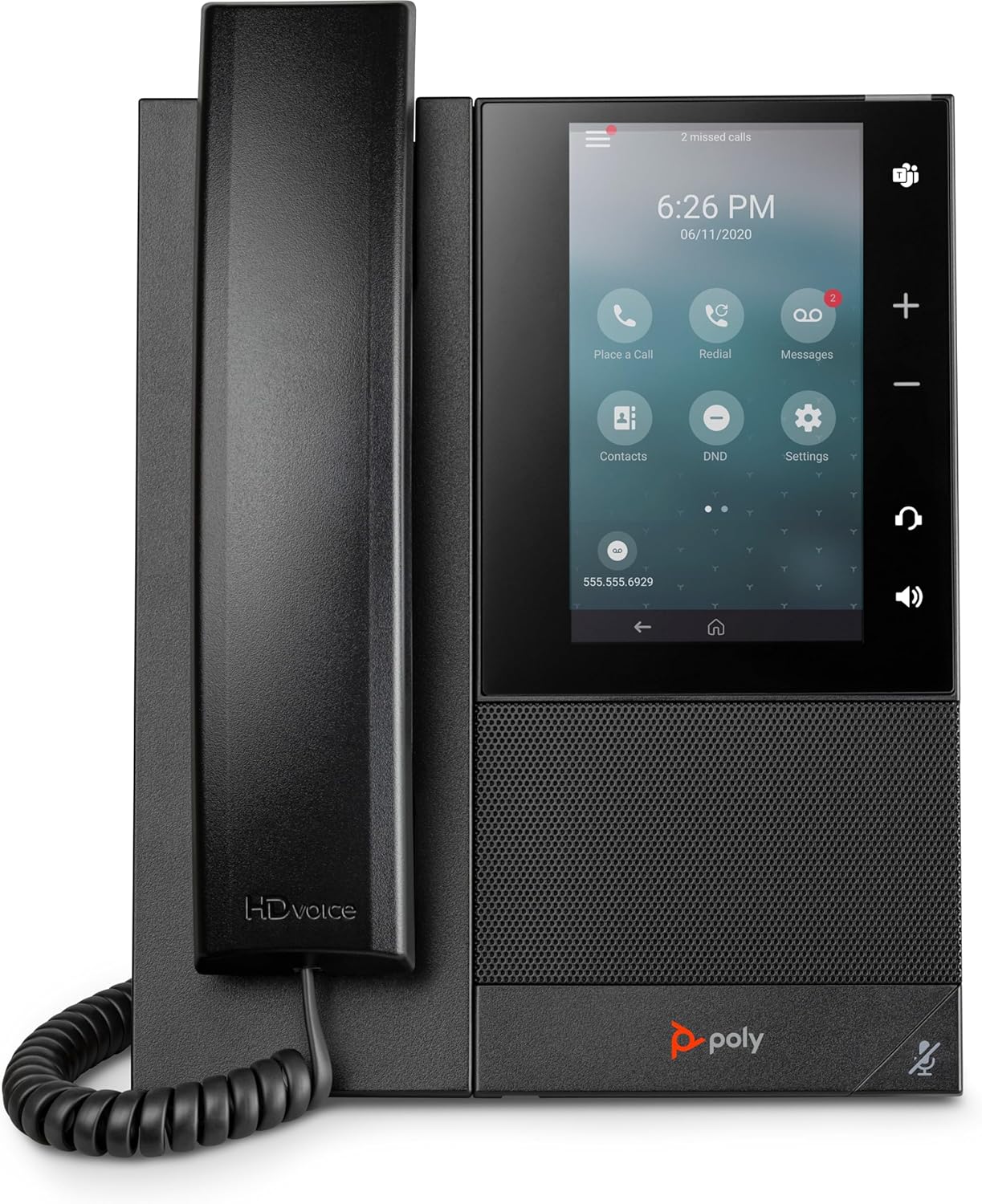 Poly CCX 505 IP Phone - Corded - Corded/Cordless - Bluetooth, Wi-Fi - Desktop, Wall Mountable - Black - 24 x Total Line - VoIP - 5