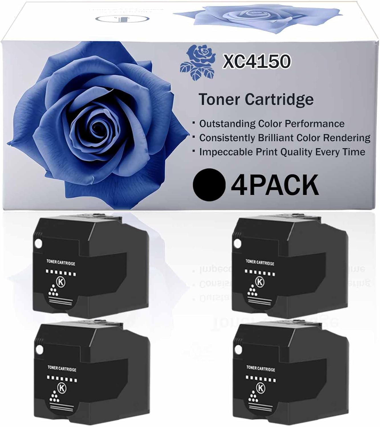 LECUU XC4150 24B6720 24B6719 24B6718 24B6717 High Yield Toner Cartridge Compatible for Lexmark XC4140 XC4150 XC4143 XC4153 Printer, Premium Print Performance for Your Office Needs (BK-4PACK)