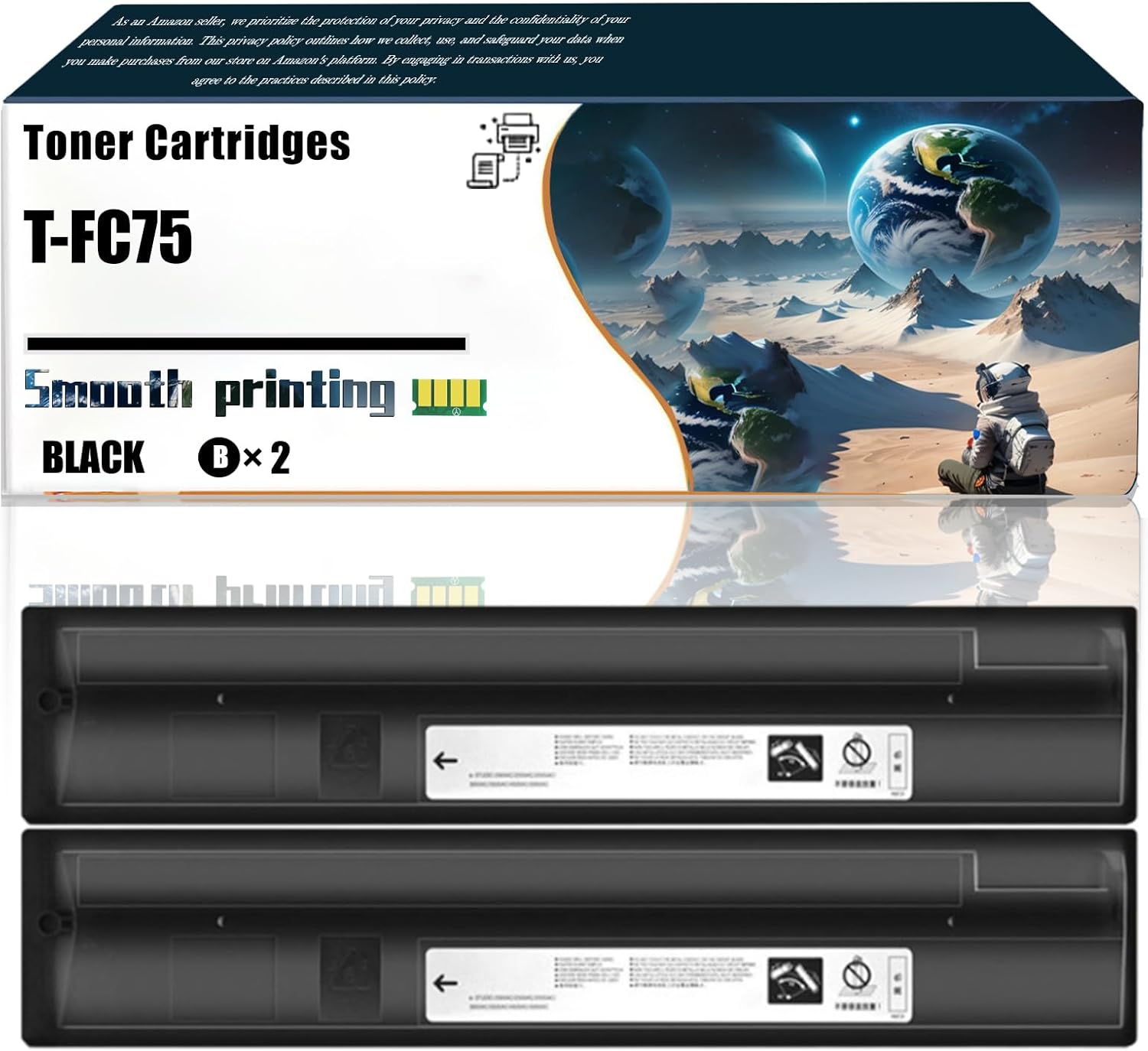 LSSF Replacement Parts Toner Cartridges T-FC75 Compatible with Toshiba E Studio 5560C 5560CG 6560C 6570C Printers, Contains Chip and Clear Printing (2 Pack Black)