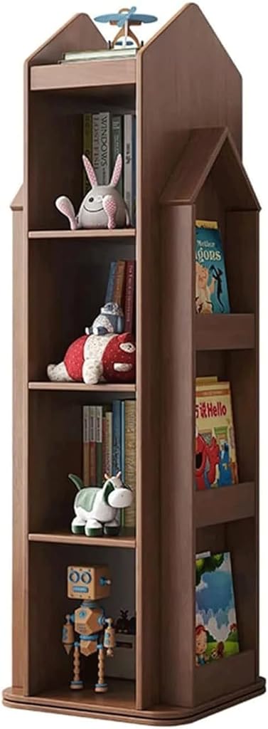 UINGBPXT Corner Bookshelf 360° Rotating Bookshelf 5 Tiers Standing Bookcase Creative Castle Shape Book Rack Children's Room Floor Bookshelf Organizer Perfect Display