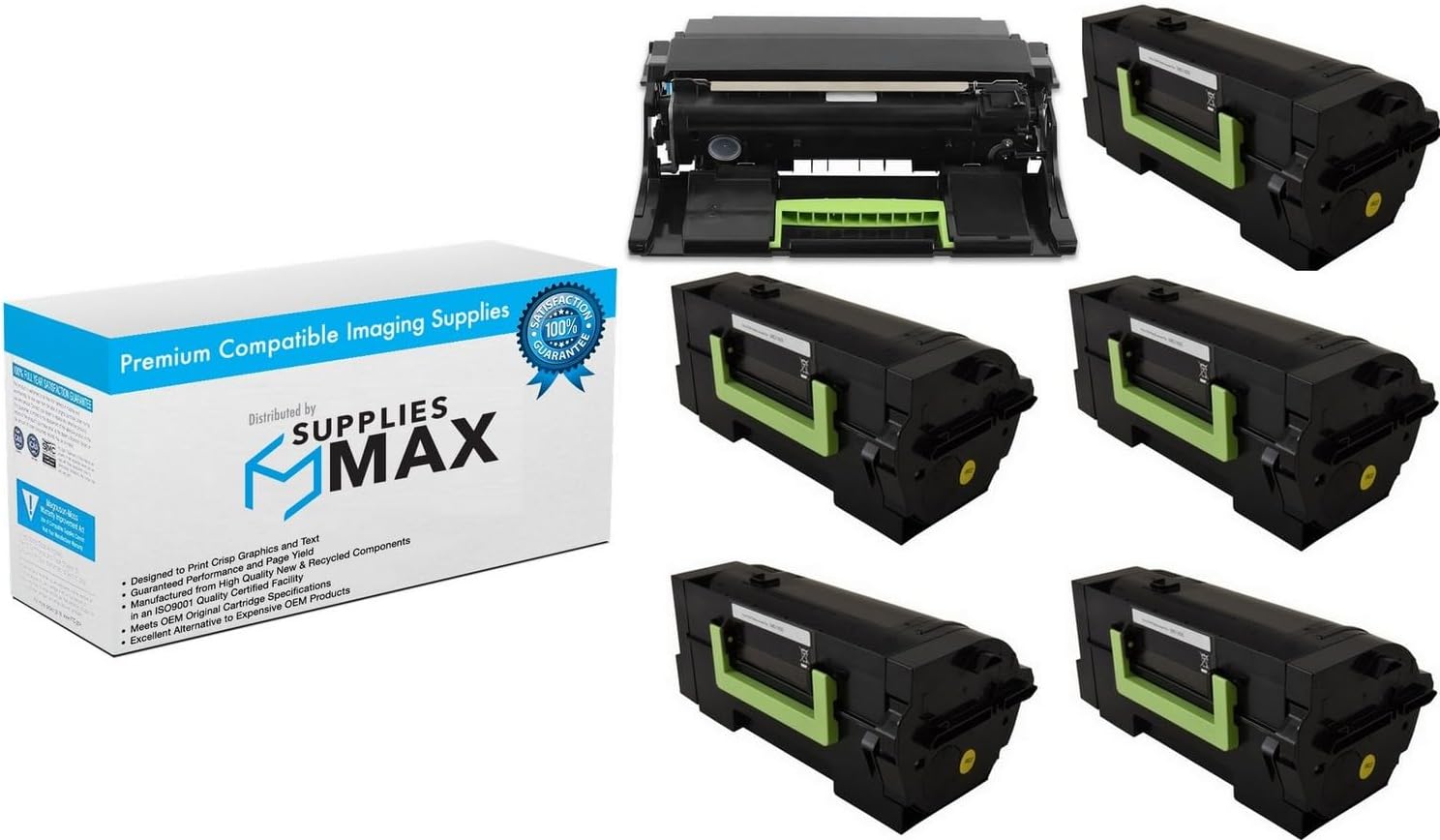 SuppliesMAX Compatible Replacement for Lexmark MS-725/MS-823/MS-825/MX-722/MX-725/MX-822/MX-826 Series Drum/Ultra High Yield Toner Value Combo Pack (1-Drum Unit/5-Toners) (58D0ZA0_1PK/58D1U0N_5PKVB)