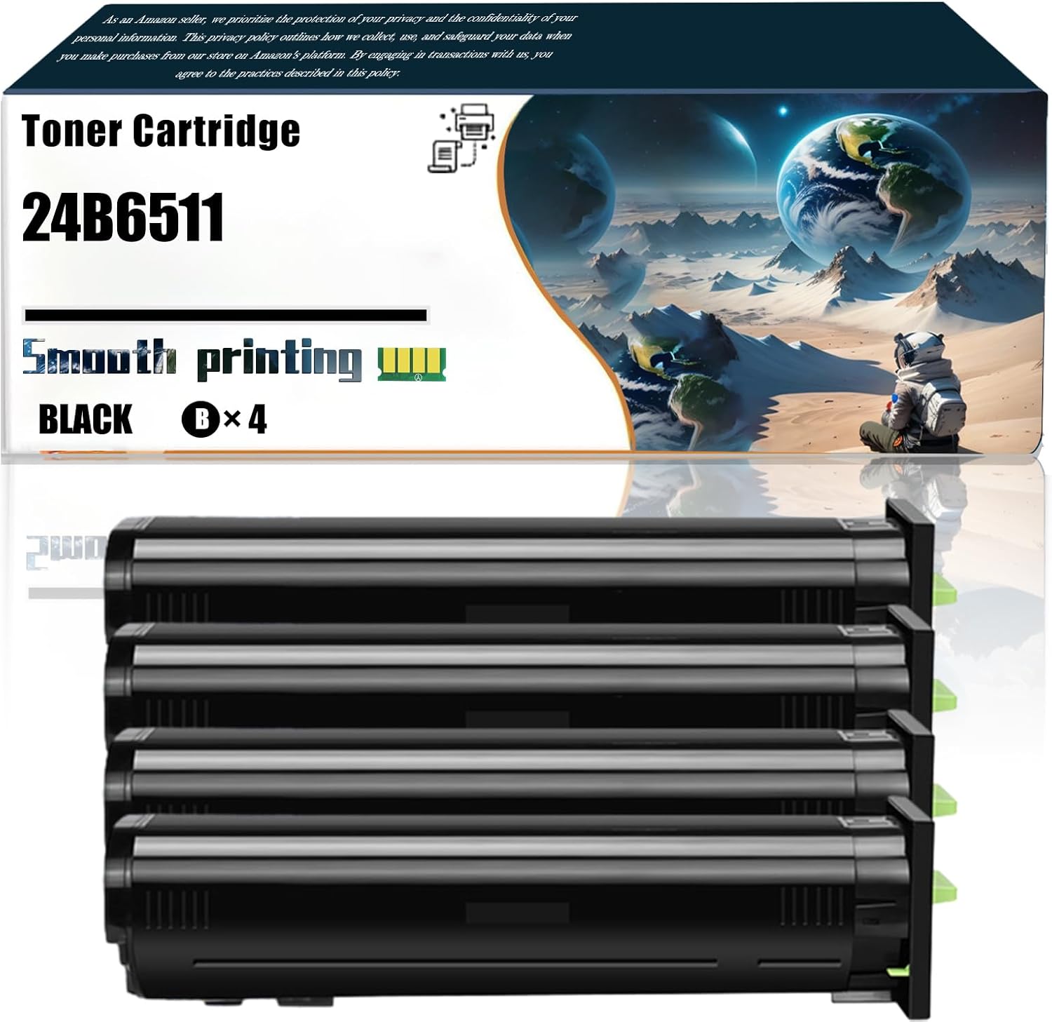 Replacement Parts Toner Cartridge 24B6511 Compatible with Lexmark XC6152 XC6152de XC6152dtfe Printers, Contains Chip and Clear Printing (4 Pack Black)