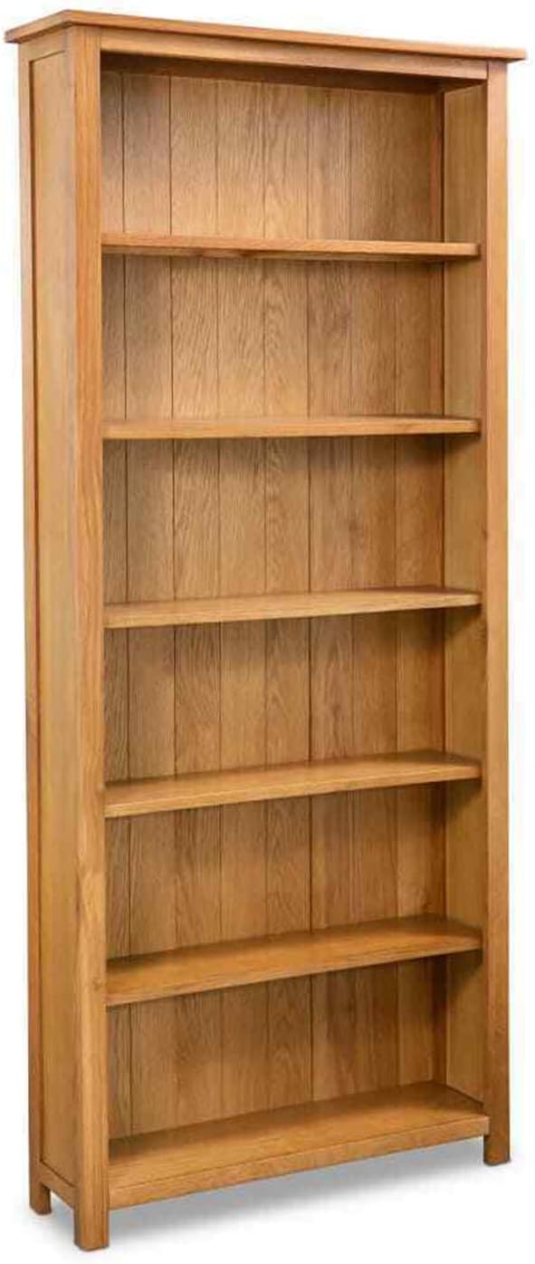 Thaweesuk Shop Brown 6 Tier Bookcase Furniture Solid Oak Wood Storage Bookshelf Cabinet Display Shelf Storage Shelf Living Room Decor Organizer Home Office Wooden 31.5
