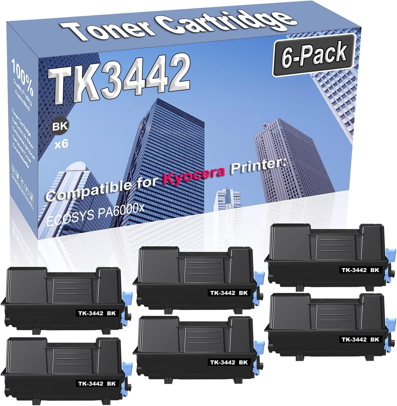 Credibility Store 6-Pack (Black) Compatible High Yield TK-3442 TK3442 1T0C0T0US0 Imaging Toner Cartridge Replacement for Kyocera ECOSYS PA6000x Printer
