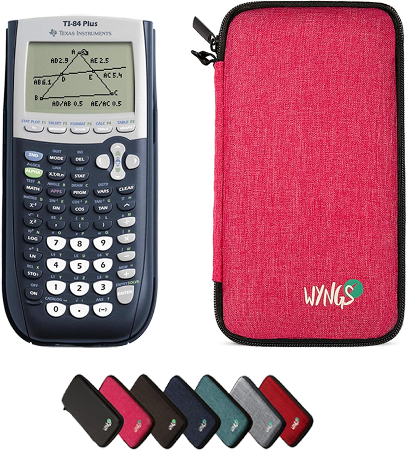 TI 84 Plus Graphing Calculator + WYNGS Protective Case Pink