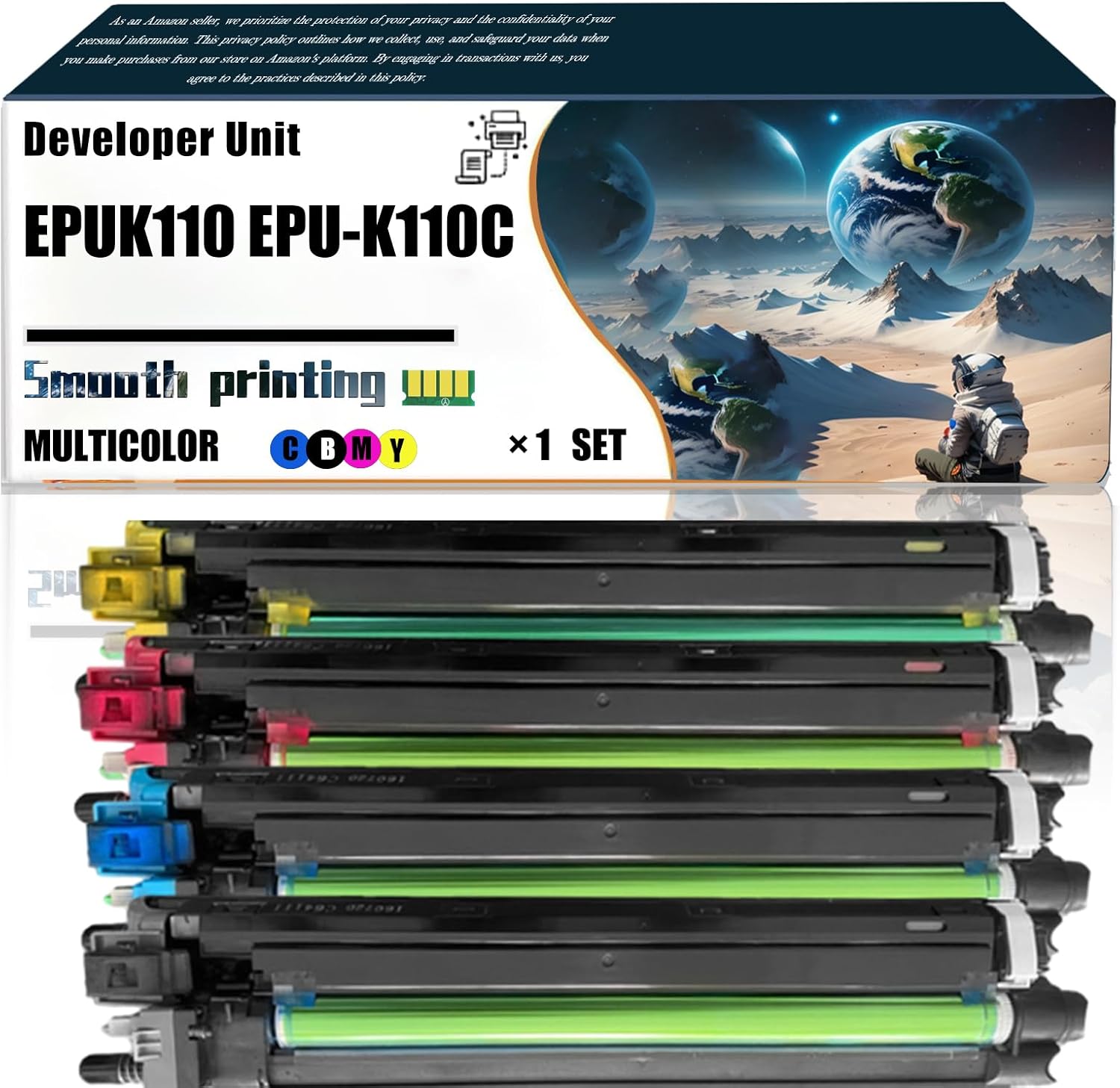 LSSF Replacement Parts Developer Unit EPUK110 EPU-K110C EPU-K110K EPU-K110M EPU-K110Y Compatible with Toshiba E Studio 4515AC 5015AC Printers, Contains Chip and Clear Printing (4-Pack BK/C/M/Y)