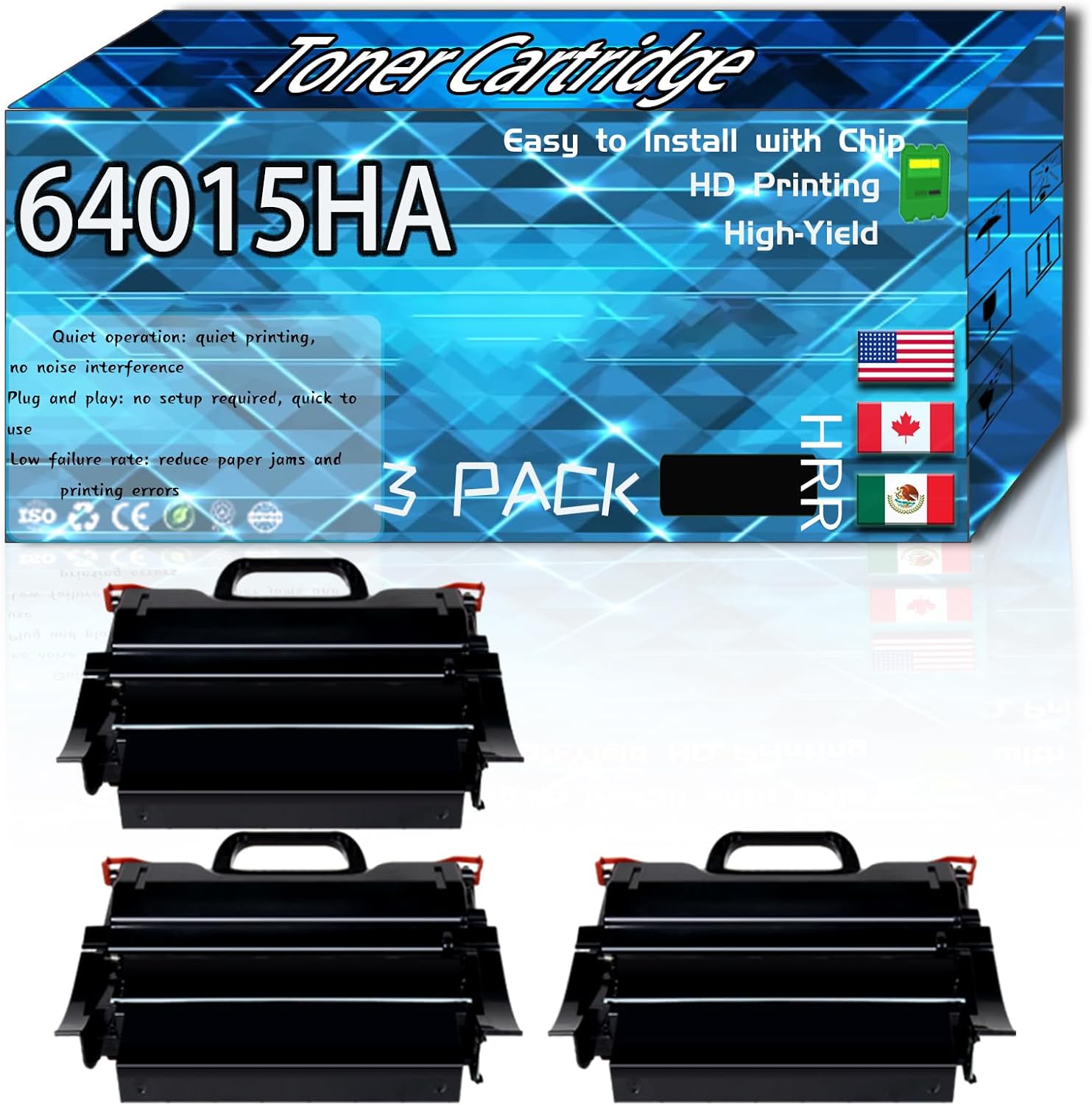 Compatible for Lexmark 64015HA Replacement Toner Cartridge Used with T642 T642DN T642DTN T642N T642TN Printers, High Production Multiple Options (3 Pack Black)