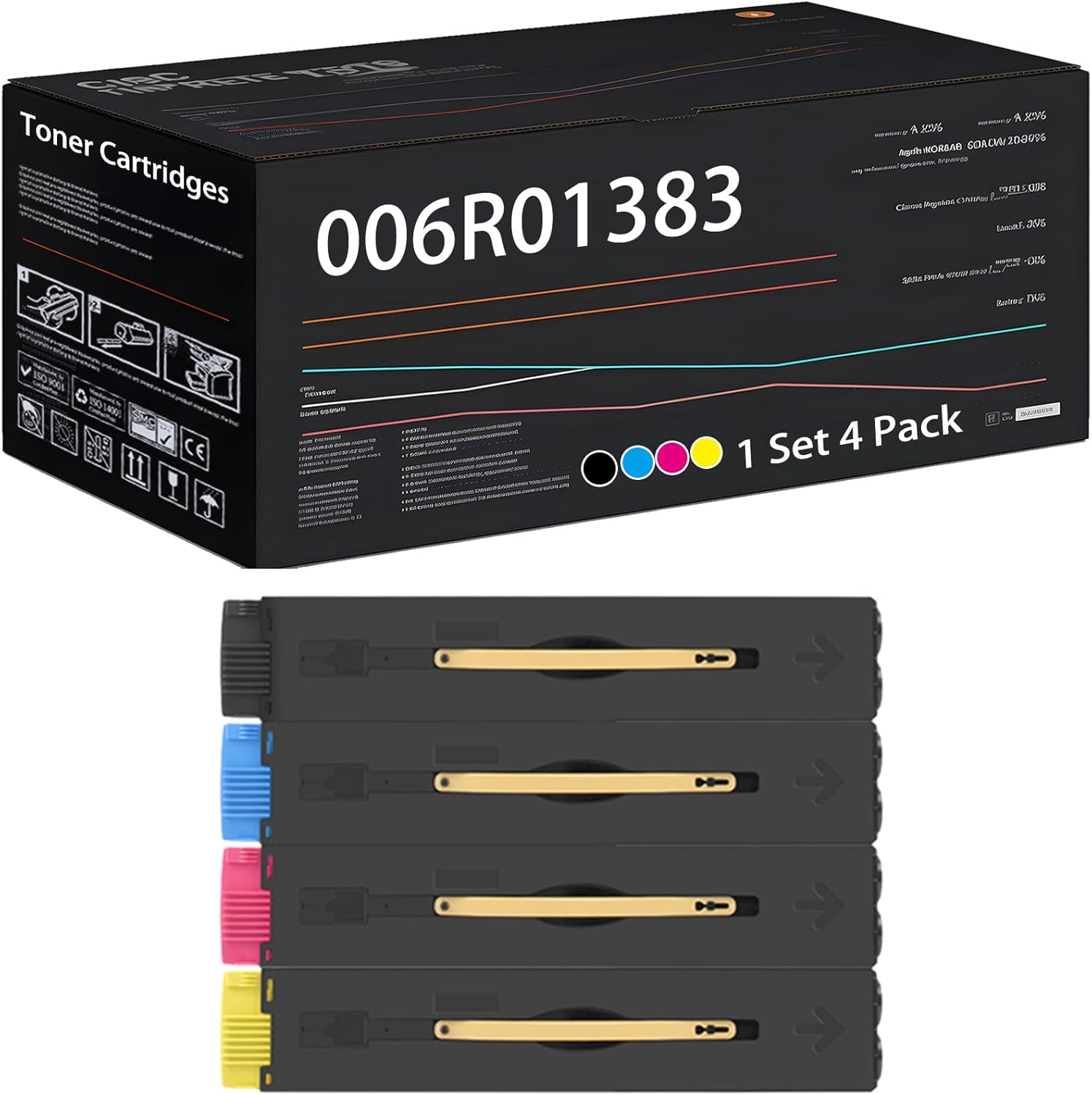 Compatible for Xerox 006R01383 006R01384 006R01385 006R01386 Toner Cartridges Work for Xerox Color C75 Press CopyCentre C75 Printers, with Chip, High Yield 21000 Pages (Multicolor)