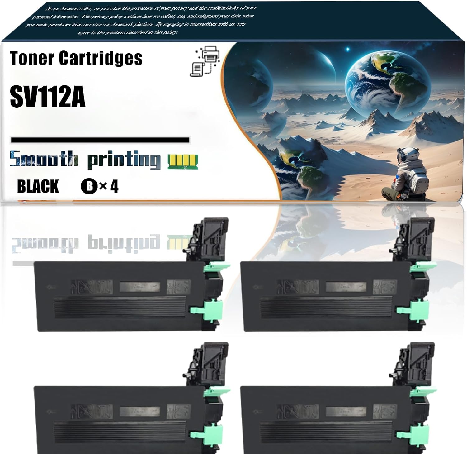 Replacement Parts Toner Cartridges SV112A Compatible with Samsung MultiXpress M5370LX Printers, Contains Chip and Clear Printing (4 Pack Black)