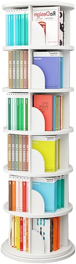 Bookcases 360° Rotate Bookshelf, Children's Floor, Office Table,Desktop Shelf, Cultivate Children's Interest in Reading (Color : White, Size : 5 Layers (50 * 189cm))