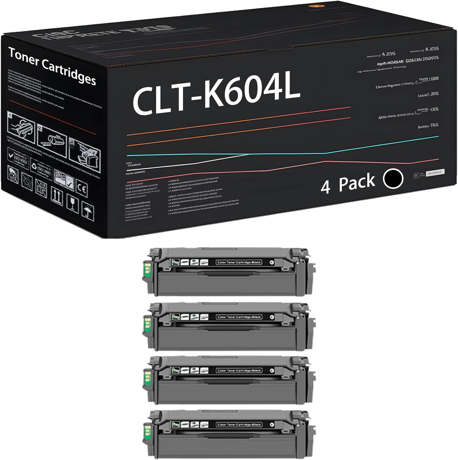 UVUMB Compatible with Samsung CLT-K604L Toner Cartridges Work for Samsung ProXpress C4012ND C4062FX Printers, with Chip, High Yield 25000 Pages, High-Definition Printing (4 Pack Black)