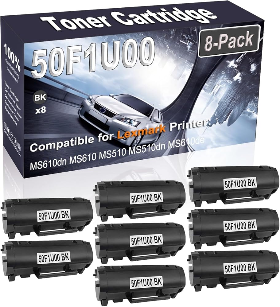 Kolasels 8-Pack (Black) Compatible 501U 50F1U00 Printer Toner Cartridge (High Capacity) fit for MS610dn MS610 MS510 MS510dn MS610de Printer