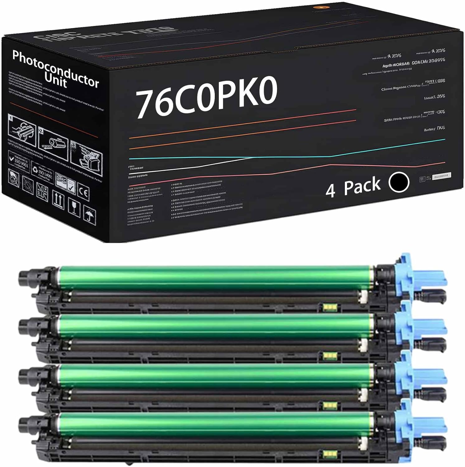76C0PK0 Photoconductor Unit Compatible with Lexmark CS921de CS923de CX921de CX922de CX923dte CX923dxe Printers, High Yield 90000 Pages (4 Pack Black)