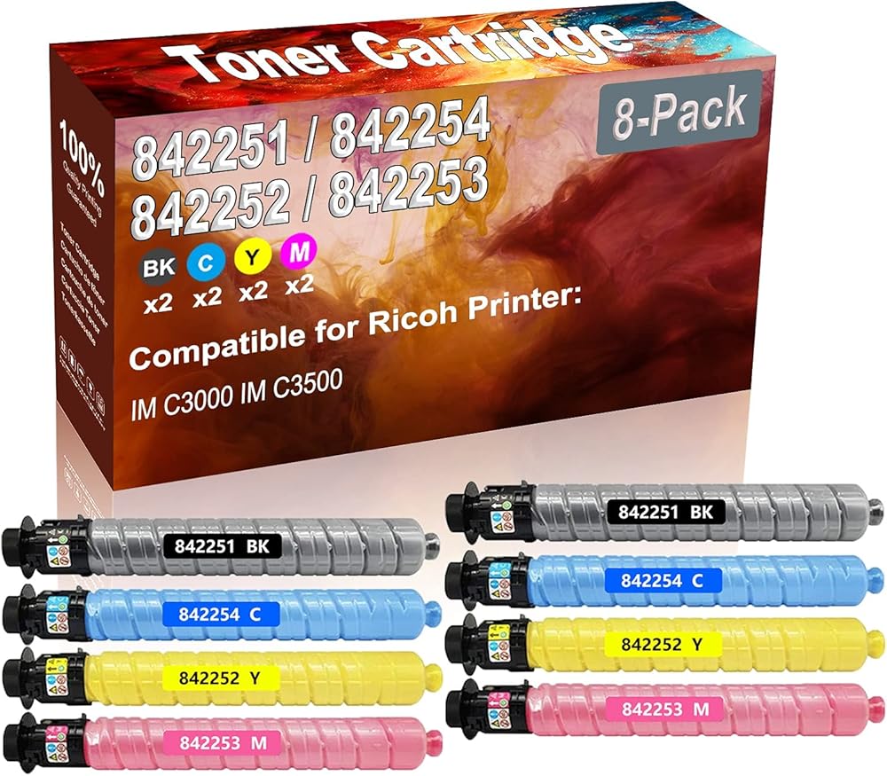 Credibility Store 8-Pack (2BK+2C+2Y+2M) Compatible IM C3000 IM C3500 Laser Toner Cartridge (High Capacity) Replacement for Ricoh 842251 842254 842252 842253 Printer Toner Cartridge