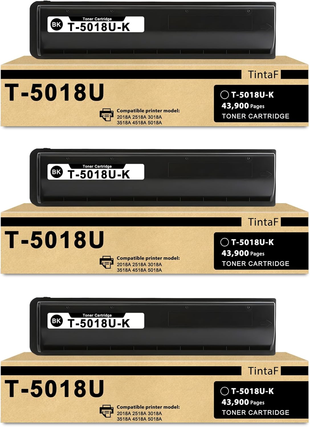TintaF T-5018U T5018U Toner Cartridges Replacement for Toshiba T-5018U Toner Cartridge for E Studio 2018A E Studio 2518A E Studio 3018A E Studio 3518A E Studio 4518A E Studio 5018A Printer 3X Black