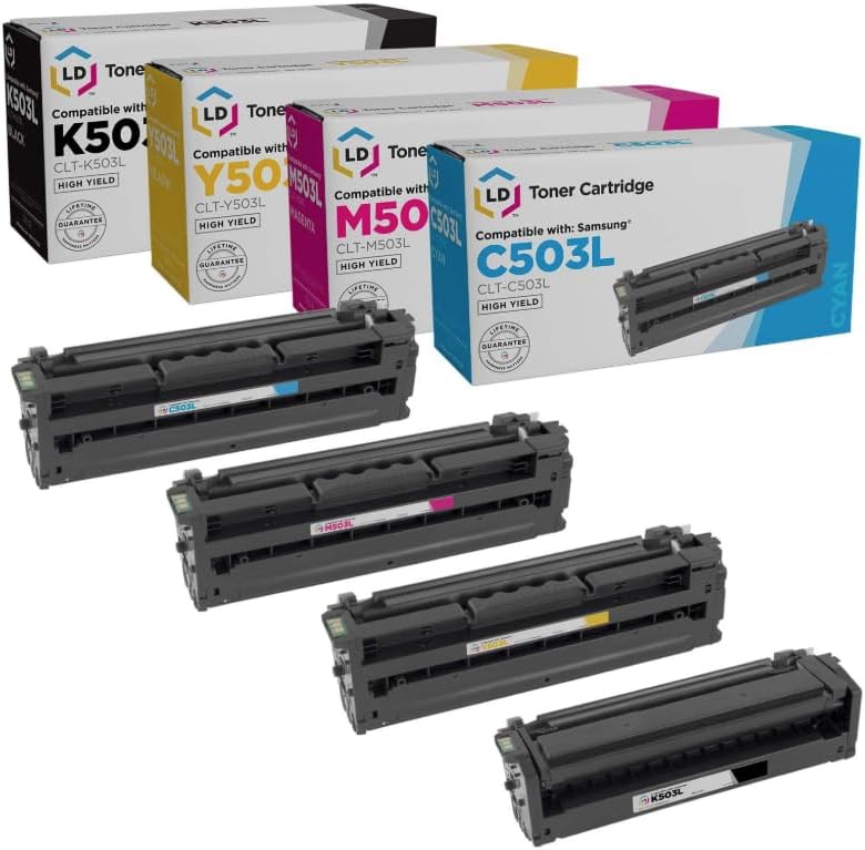 LD Products Toner Cartridge Replacements Compatible with CLT-503L High Yield (Black, Cyan, Magenta, Yellow, 4-Pack) for use with Printers MFP C3010DW and C3060FW