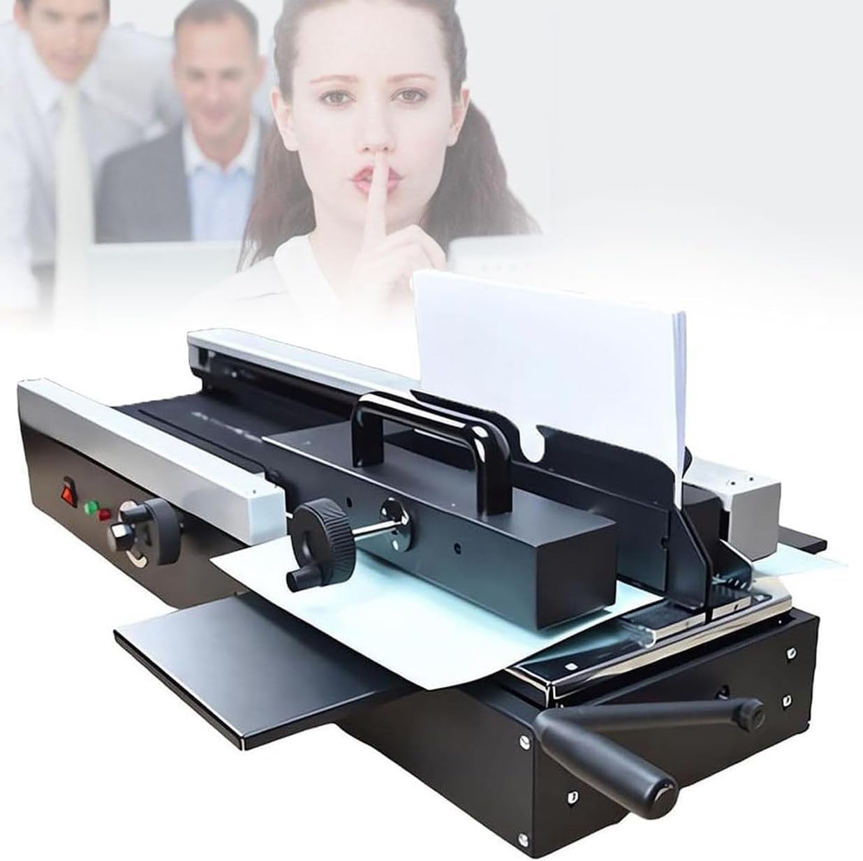 HYUIO 1200W Wireless Glue Book Binding Machine, Hot Melt Glue Paper Punch Binder, Glue Binding Thickness 40mm, Binding Length 32cm, for Paper Books Contract File