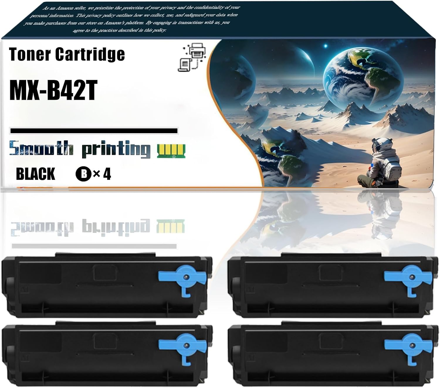 LSSF Replacement Parts Toner Cartridge MX-B42T Compatible with Sharp MX-B427W MX-B427PW Printers, Contains Chip and Clear Printing (4 Pack Black)