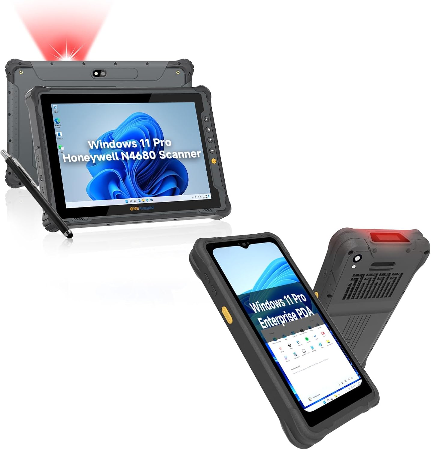 ONERugged Rugged Tablet with Barcode Scanner M10J and Handheld PDA I61J, 8GB+128GB Industrial Work PC for WMS, Retail