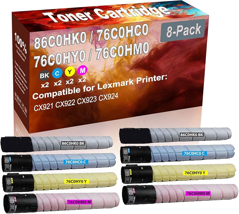 Credibility Store 8-Pack (2BK+2C+2Y+2M) Compatible High Yield 86C0HK0 76C0HC0 76C0HY0 76C0HM0 Printer Toner Cartridge use for CX921 CX922 Printers