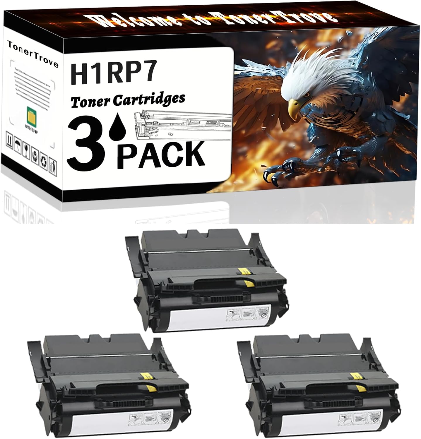 H1RP7 Toner Cartridges Compatible for Dell 5535dn 5530dn Printers, Office Printing is Easy Clear Smooth (3 Pack Black)
