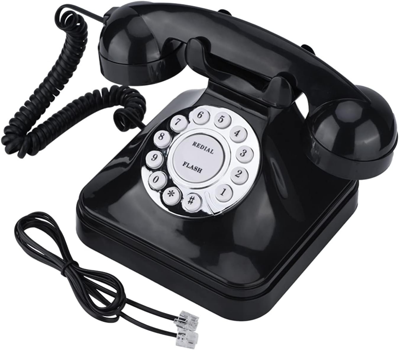 Vintage Landline Telephone Black Home Telephone Retro Wire Landline Phone Office Phone for Landline Supports Muti-Function Such as Flash Wired (Color : Black)