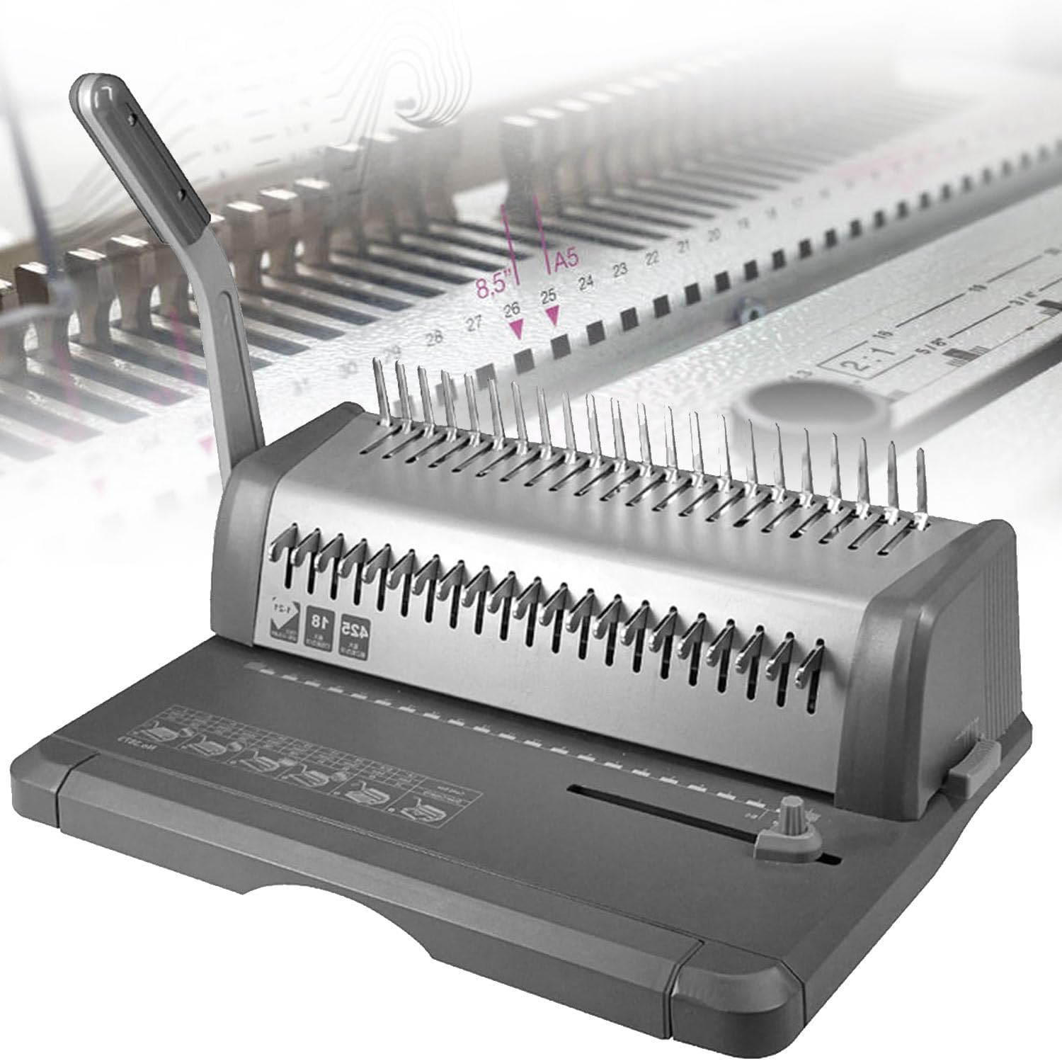 Coil Binding Machine with Combs Set 1-21 Hole Max Binding Width 300MM Comb Binder for Punching or Binding for Schools Print Stores Offices