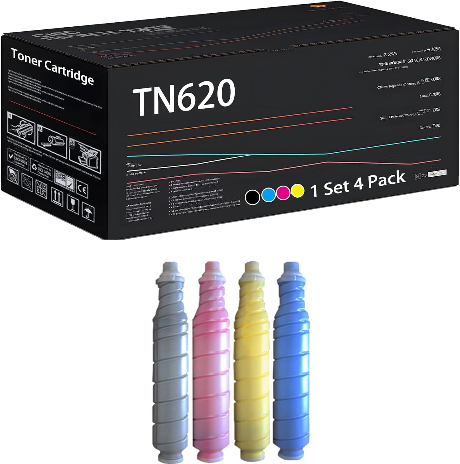 UVUMB Compatible with Konica Minolta TN620 Toner Cartridge Work for Konica Minolta AccurioPrint C4065 bizhub Pro Printers (4-Pack BK/C/M/Y)