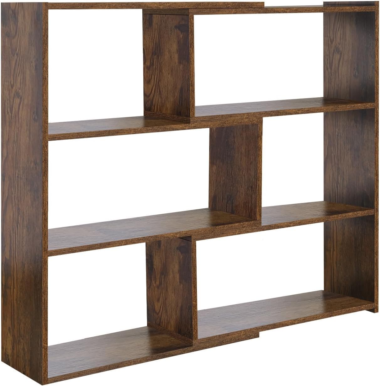 VASTATIO Book Shelf, 4 Tier Expandable Bookcase, Large Corner Bookshelves with 6 Storage Units, Can be Used in Small Spaces or Corners, Suitable for Home, School and Commercial use (Brown)