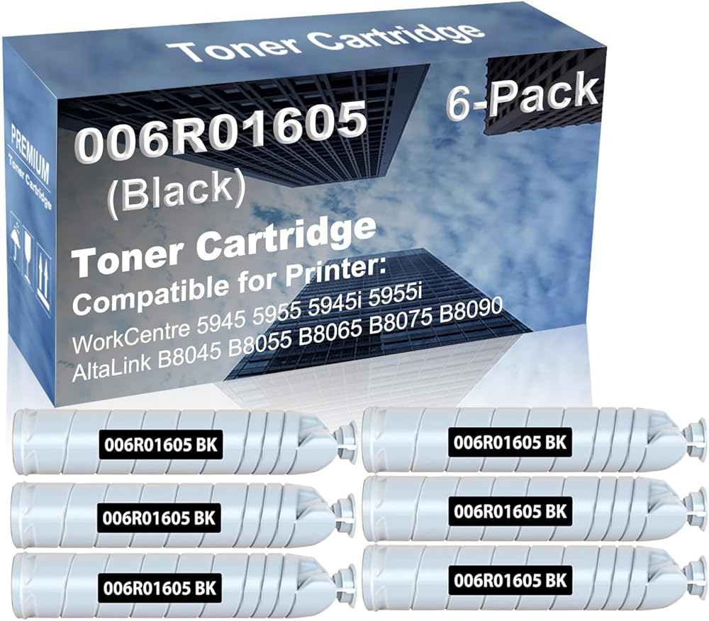 6-Pack Compatible High Yield WorkCentre 5945 5955 5945i 5955i, AltaLink B8045 B8055 B8065 B8075 B8090 Printer Cartridge Replacement for 006R01605 013R00675 Toner Cartridge (Black)