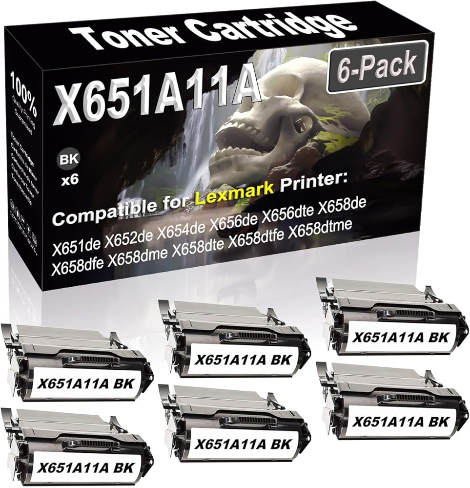 SINIYA 6-Pack (Black) Compatible X651de X652de X654de X656de X656dte X658de Laser Printer Cartridge (High Capacity) Replacement for X651A11A Printer Cartridge
