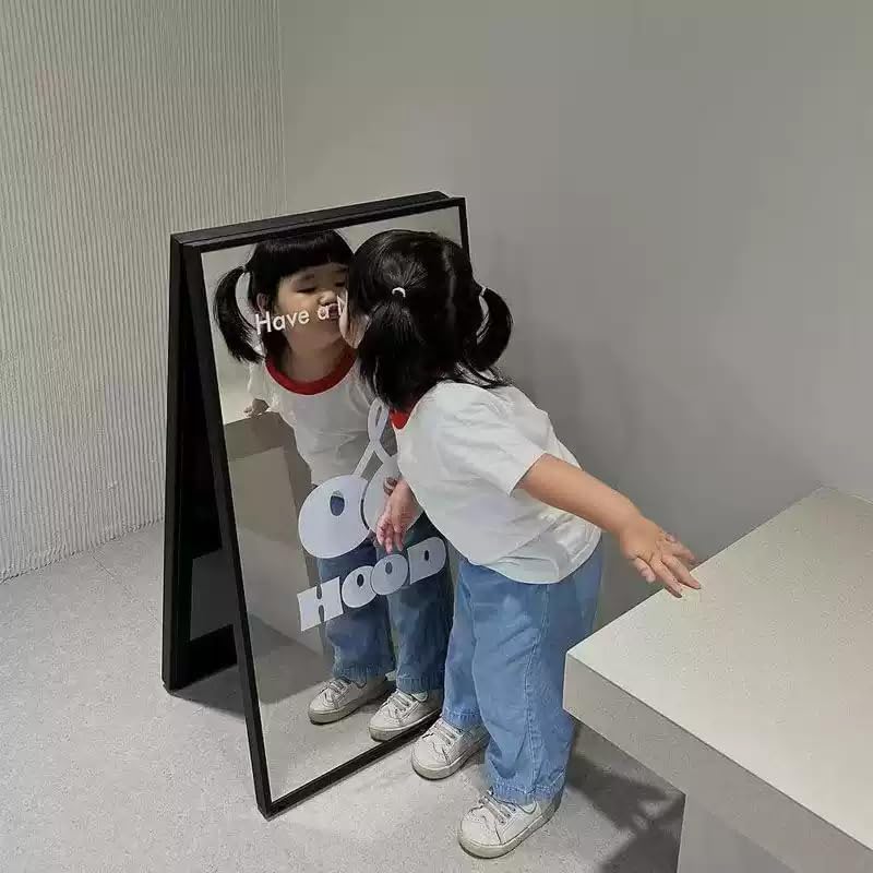 Neonapm Mirror Customer Stopper with Individual UV Print, Double-Sided Stand for Pilates Studios, Boutiques, Hairdressing Salons & Pop-Up Stores, Eyecatcher for Customer Acquisition (Footless 45 x 80