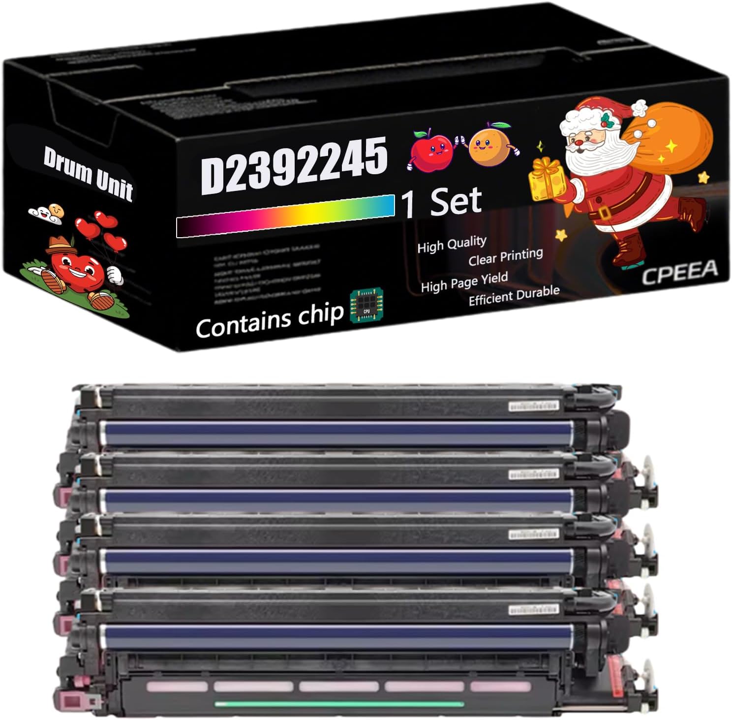 Compatible for Ricoh D2392245 D2392261 D2392272 D2392233 Drum Unit Work for Ricoh MP C6004 C6004ex C4504ex C501SP Printers, with Chip, High Yield 500000 Pages, Clear Printing (4-Pack BK/C/M/Y)