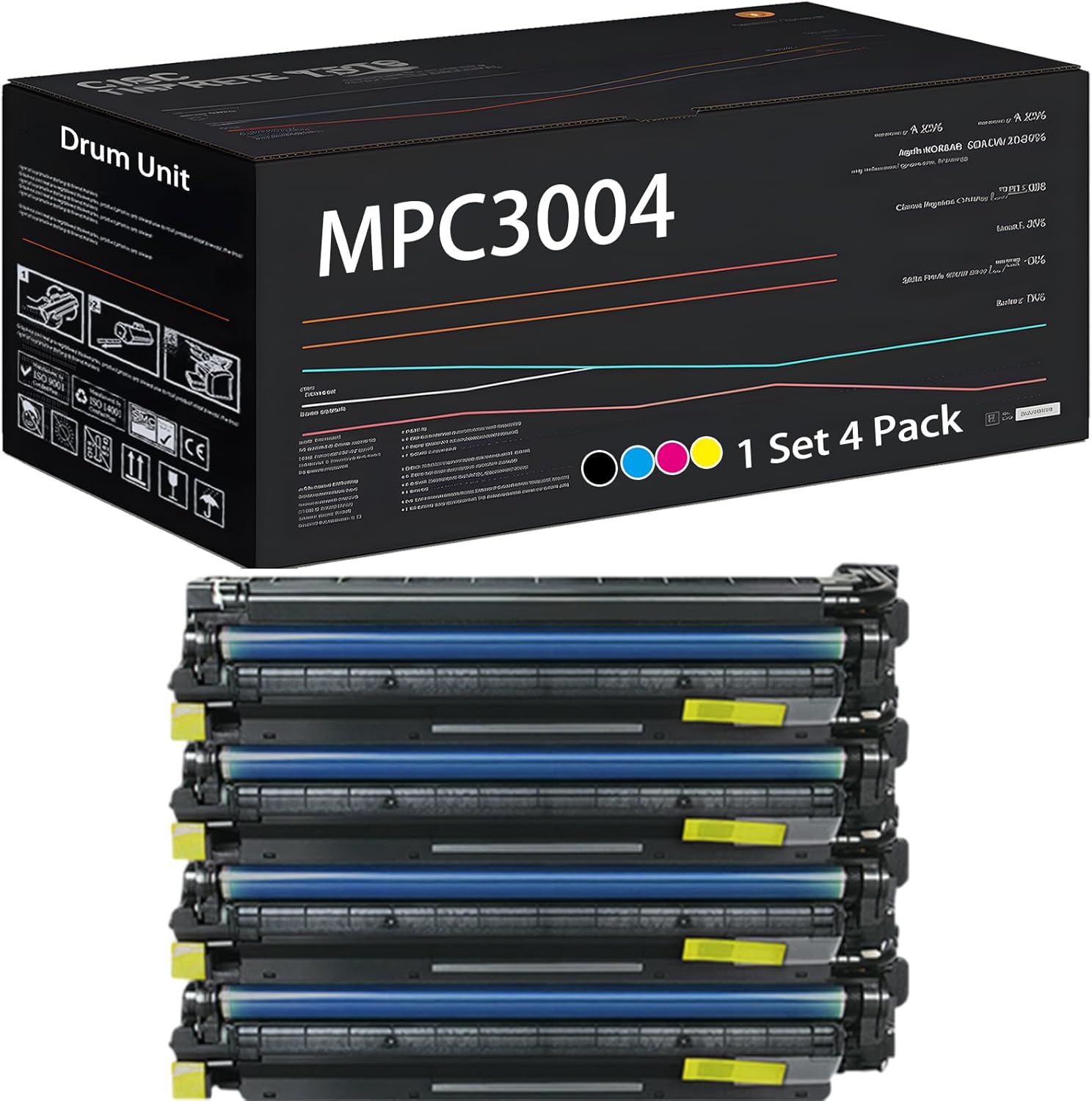 UVUMB Compatible with Ricoh MPC3004 Drum Unit Work for Ricoh MP C3004 MP C3004ex MP C3504 MP C3504ex MP C501SP Printers, with Chip, High Yield 50000 Pages, High-Definition Printing (4-Pack BK/C/M/Y)